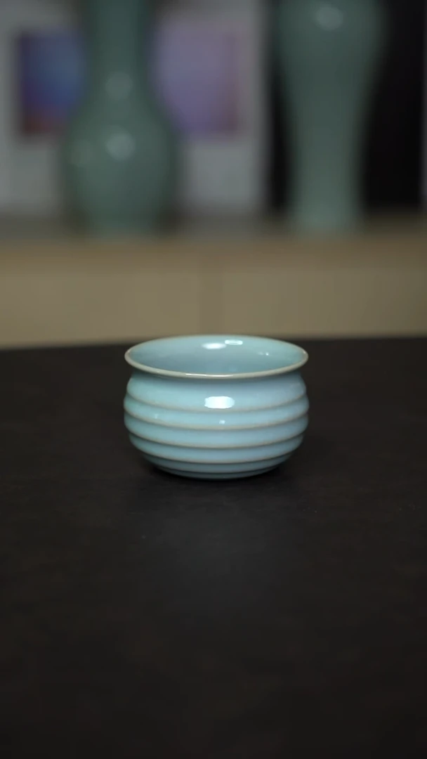 杯子瓷天青钱袋杯