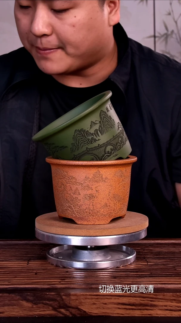 紫砂花盆紫砂花盆内口10-7   2只微盆