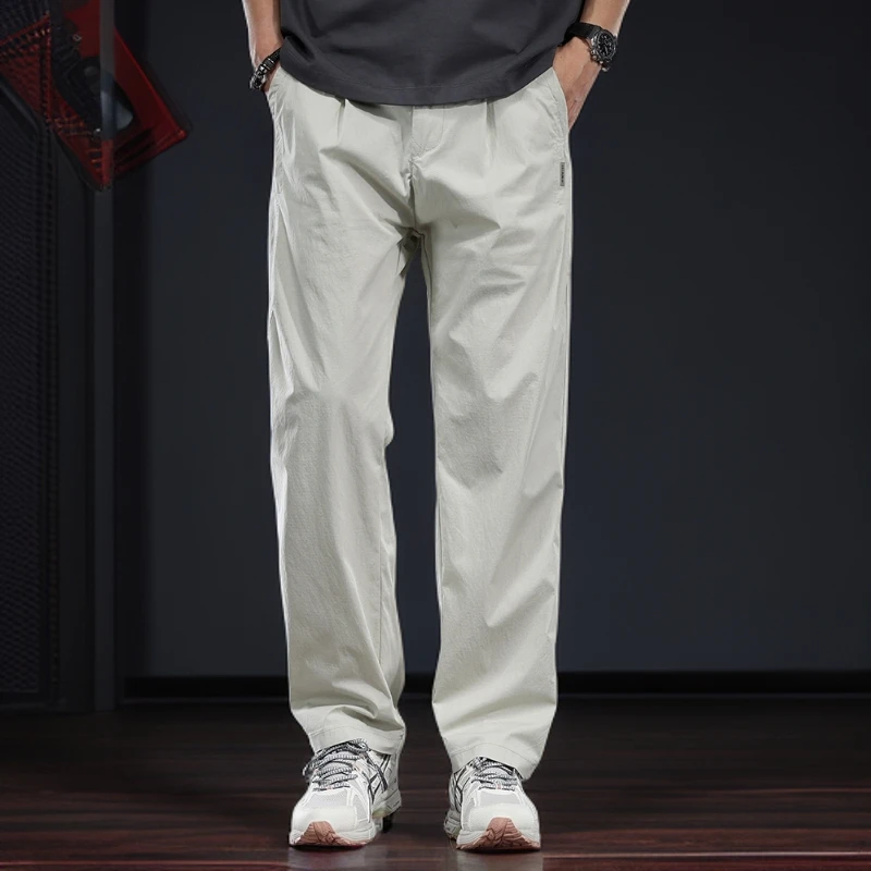 轻薄浅色男士休闲裤2025夏季新款高级感美式简约百搭宽松直筒长裤