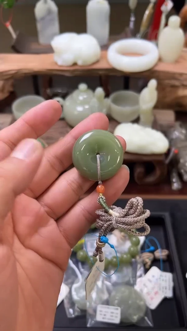 【闪购商品】和田玉吊坠未镶嵌若羌青黄口 34平安扣 多样性发一
