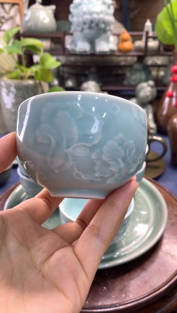 耀州窑 b000161南朝印象百财杯（天青釉）1只【二级】