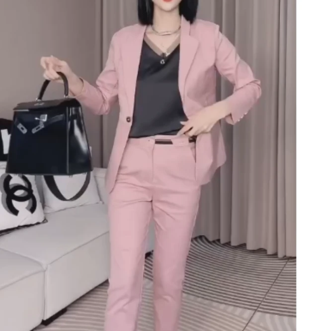 2025春季新款网红同款洋气气质韩版潮流西装高腰裤子两件套今