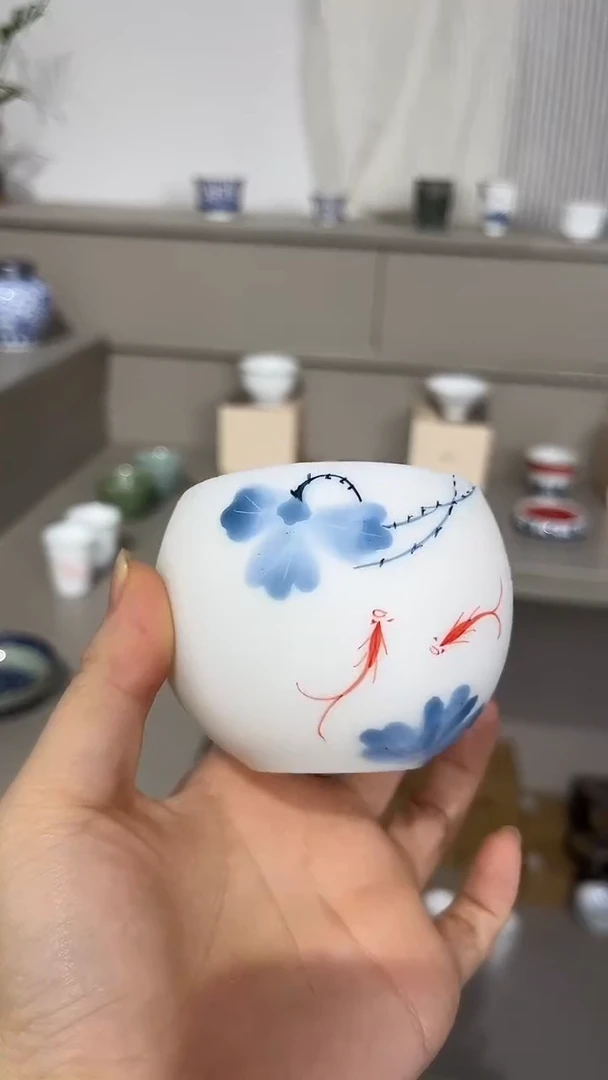 景德镇高温瓷釉下彩罗汉杯