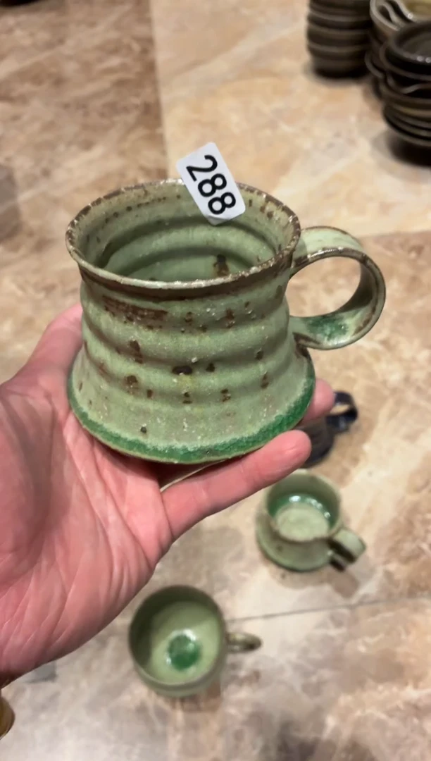 瓷片胖***傲288夏雨荷螺纹咖啡杯1个