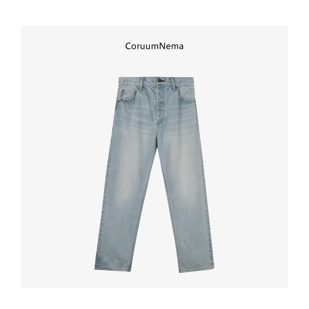 【CoruumNema】2025年新款浅色夏季休闲直筒水洗渐变牛仔裤180215