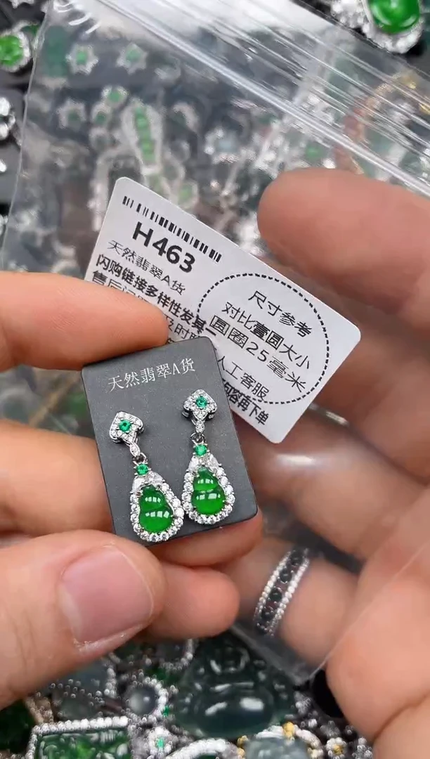 颈饰未镶嵌翡翠H463耳钉