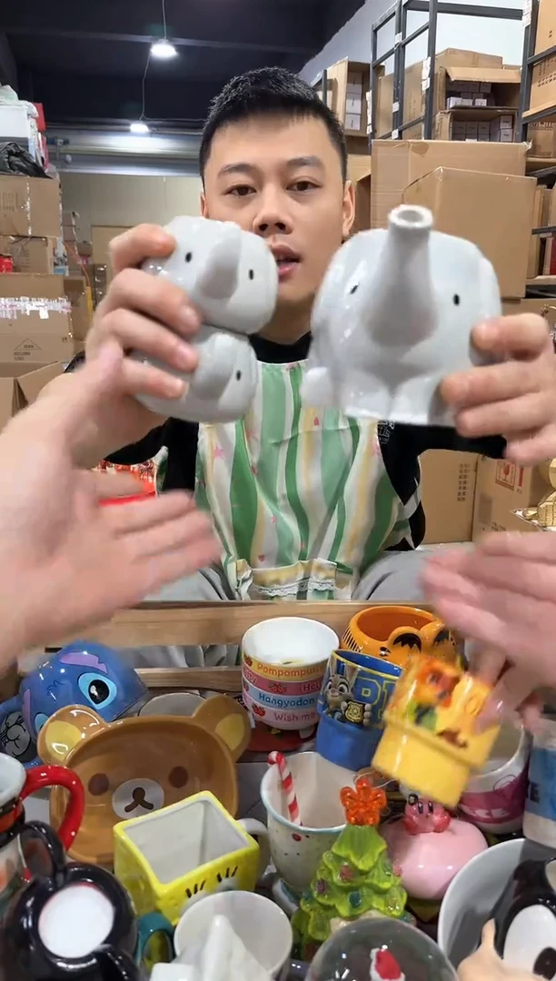 瓷片原盒大象茶壶套组