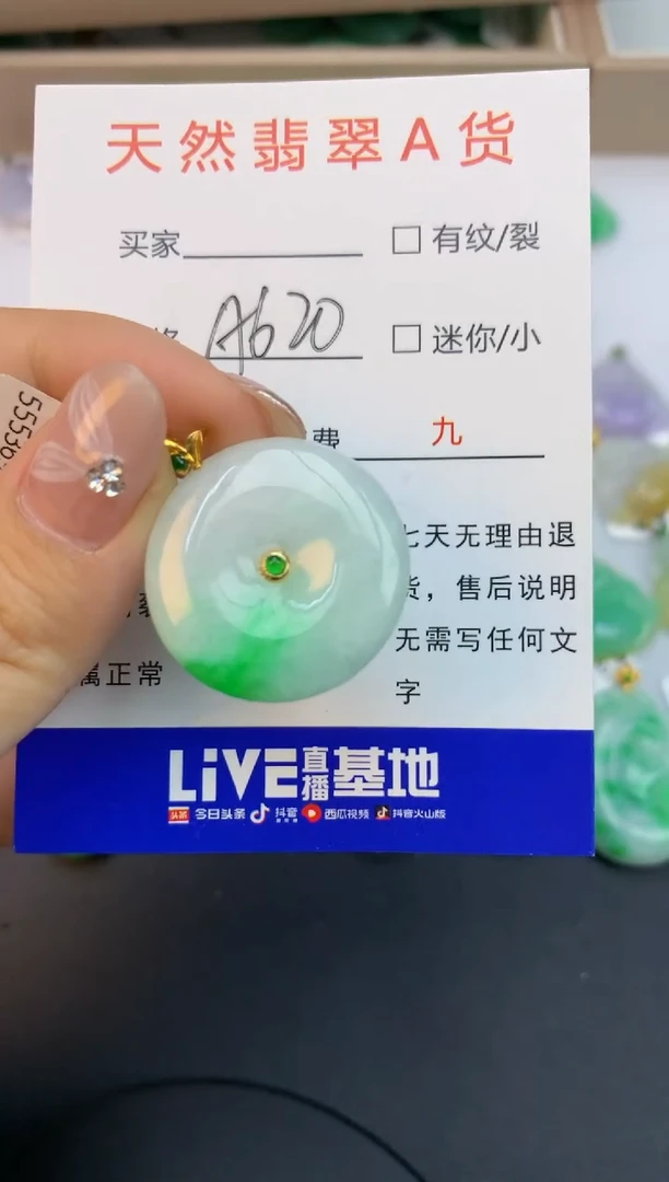 颈饰18K金镶嵌翡翠天然缅甸a货翡翠百元以上9元证书费自理