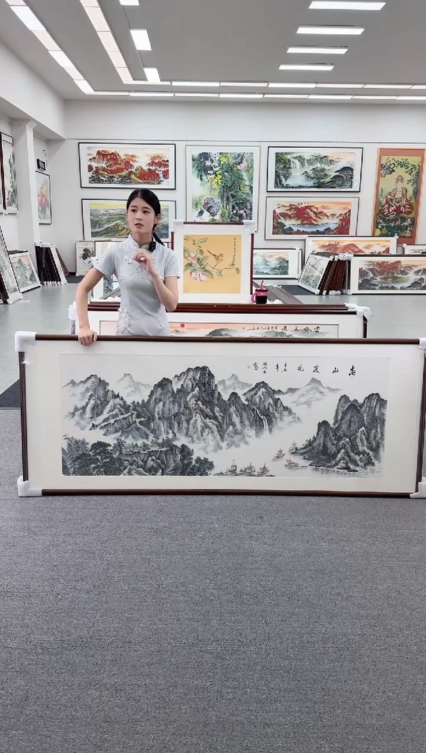国画手绘  水墨山水 219*88