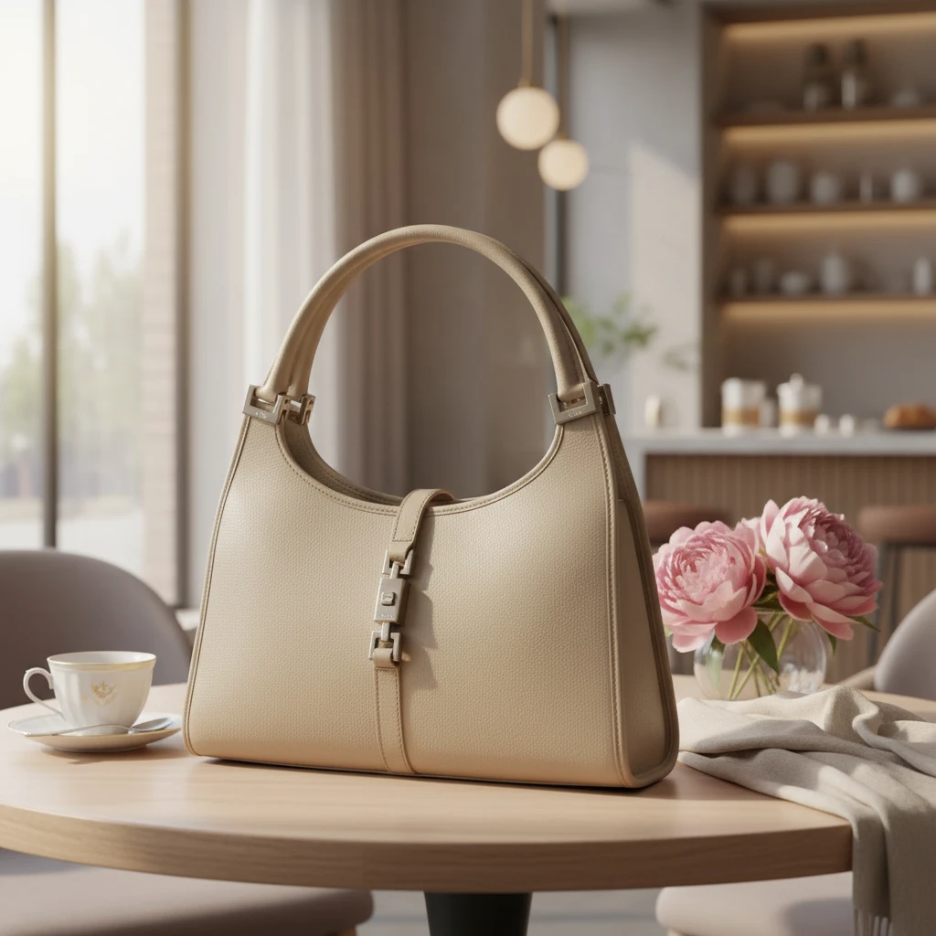 95新 GUCCI/古驰  米白色腋下包 1781 8467