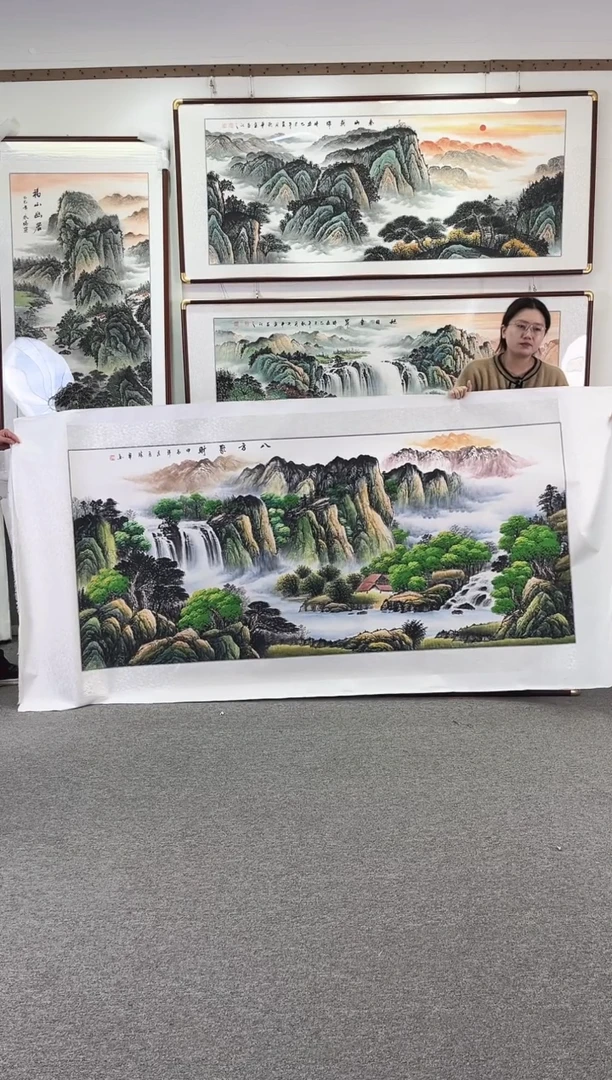 国画纯手绘238x108八方聚财