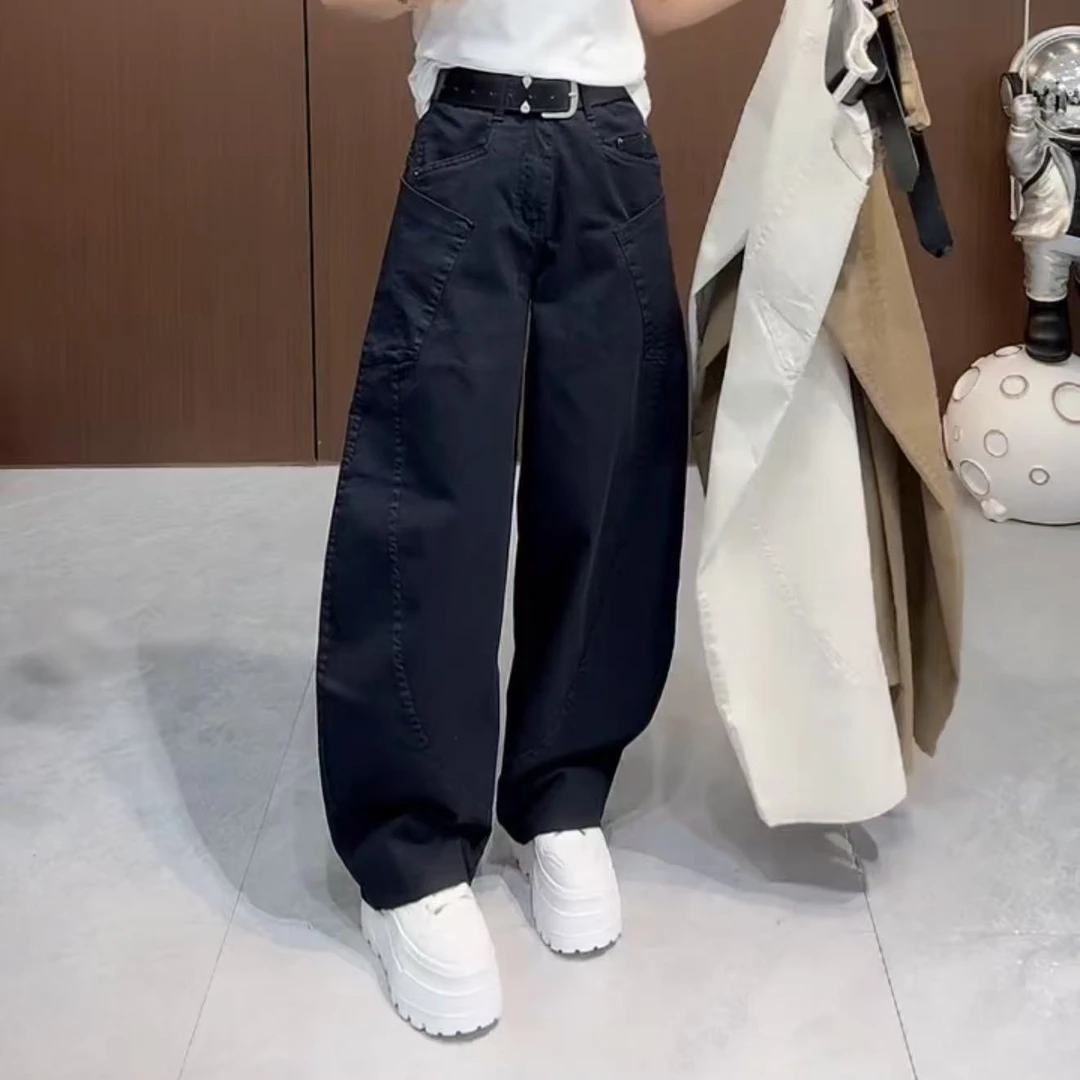 秋季弯刀阔腿裤女新款高腰显瘦洋气百搭阔腿裤时尚休闲潮流老爹裤