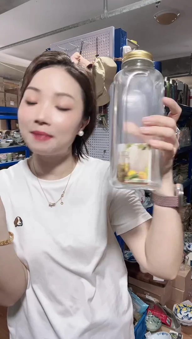 瓷片帕莎帕琦密封罐玻璃食品瓶子泡菜坛子玻璃罐1000ml 两只装