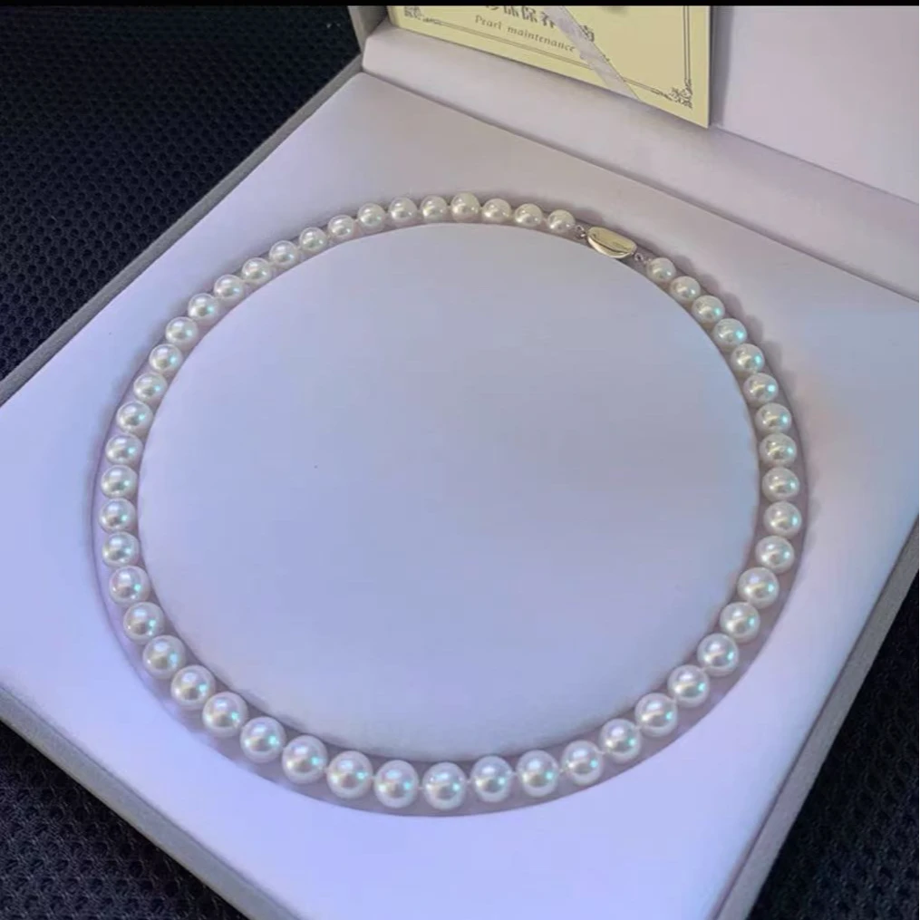 【小迪甄选】天然淡水无核珍珠9-10mm项链炫彩极强光正圆 经典简约