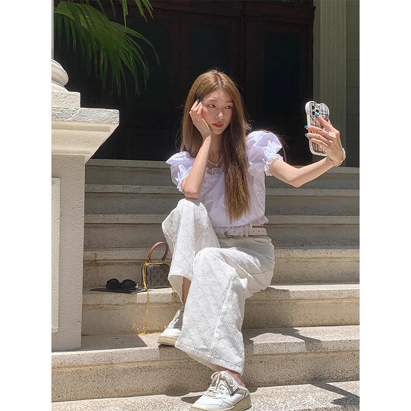 SourceWithU 格拉斯晚香 2色秀场小香风提花休闲裤女薄款质感裤子