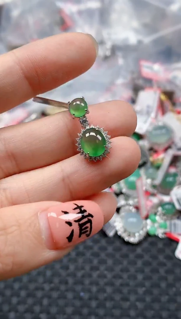 银S925镶嵌戒指翡翠天然A货缅甸翡翠