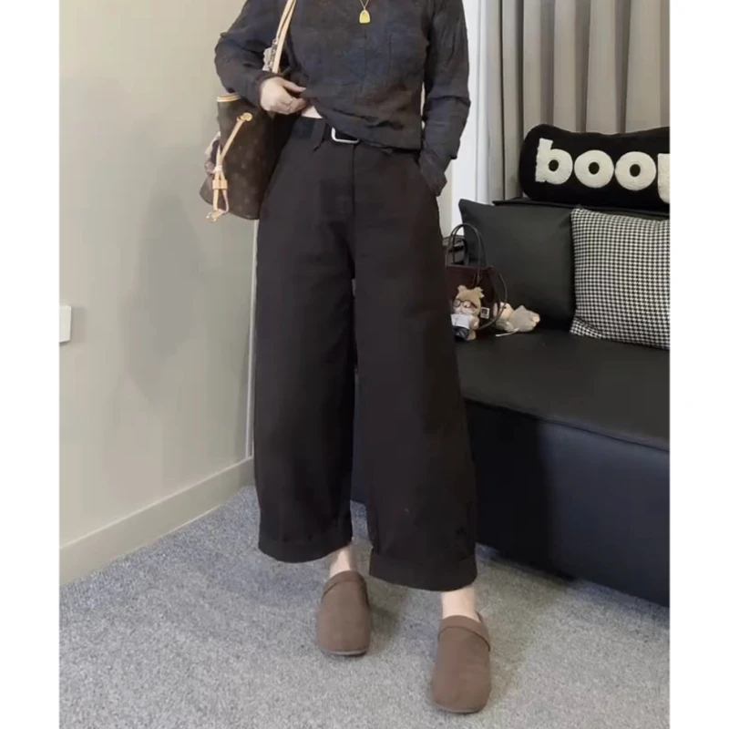 2025年秋季新款洋气时尚牛仔裤女宽松时尚百搭显瘦遮肉直筒阔腿裤