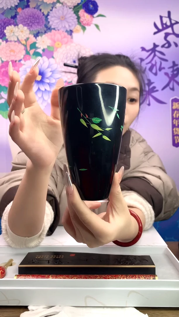 【闪购商品】成都漆艺彩绘红果绿叶杯