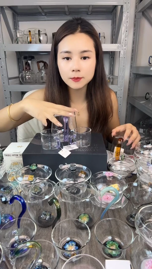 高硼硅玻璃无盖款禾器 澄然公道杯500ml浅紫色