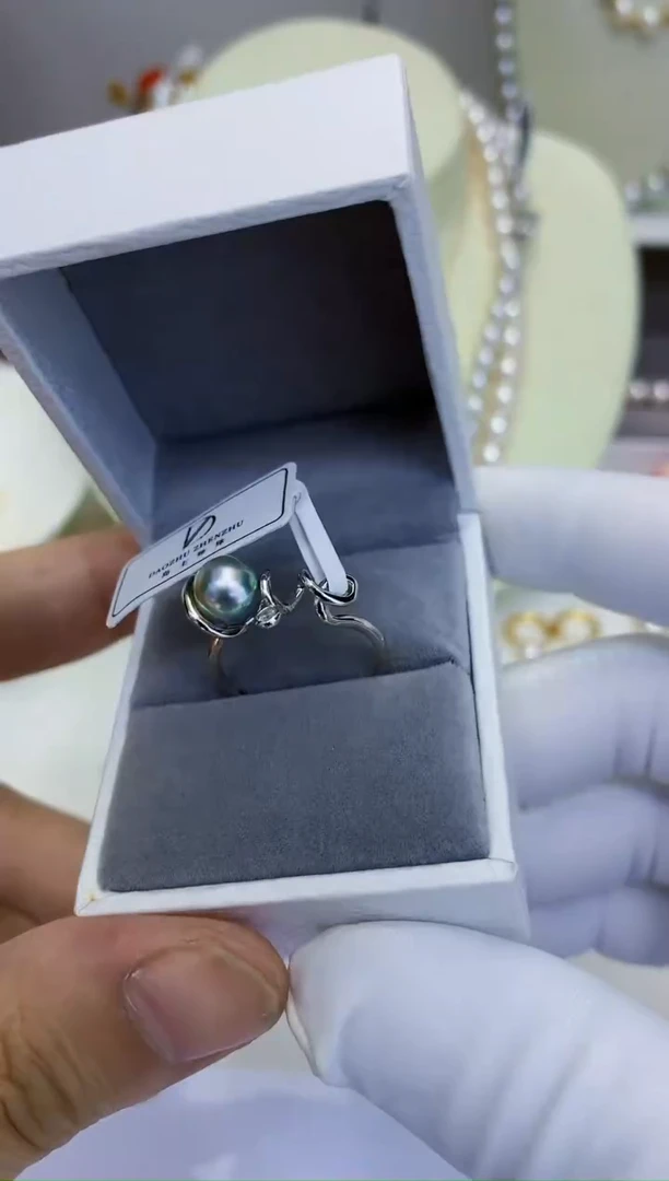 银S925镶嵌海水珍珠饰品设计款戒指