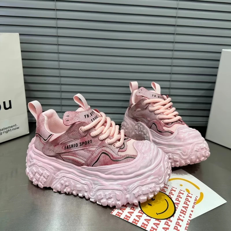 欧货小众贝壳头休闲板鞋女厚底松糕2025春季新款百搭时尚老爹鞋潮