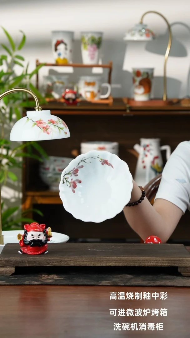 瓷片景德镇手绘釉中彩（食品级）花边碗