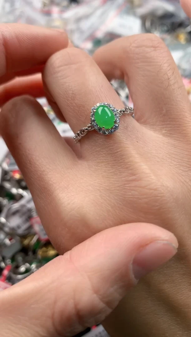 银S925镶嵌戒指翡翠1          6