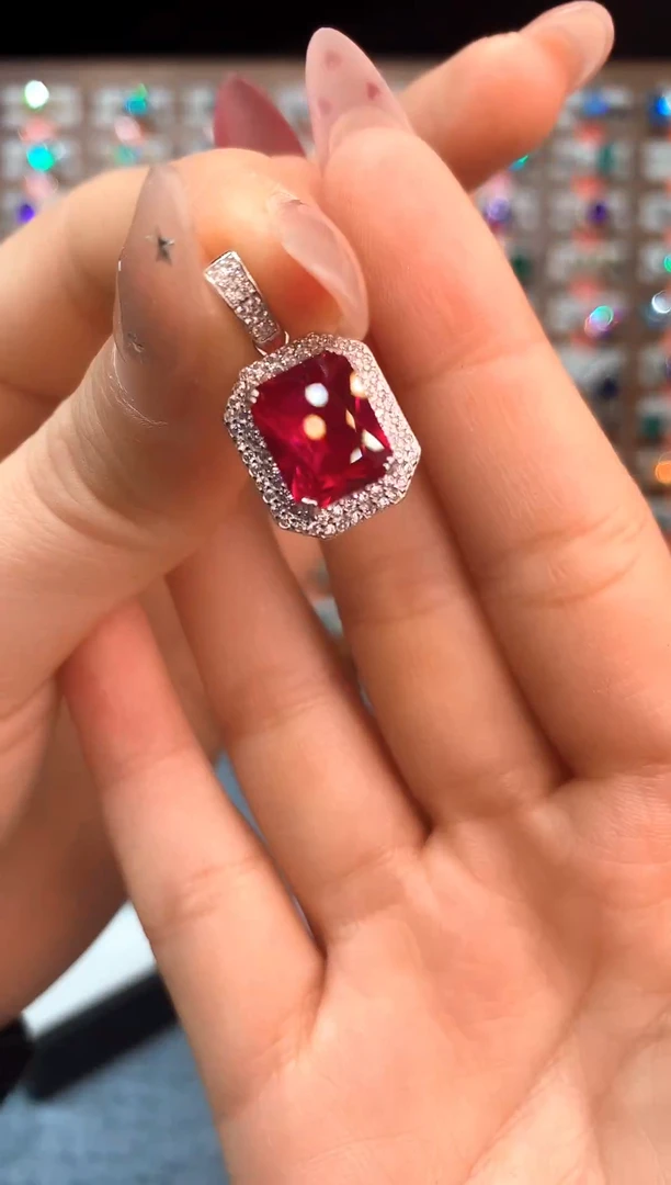 吊坠(赠链)银S925镶嵌红宝石.....