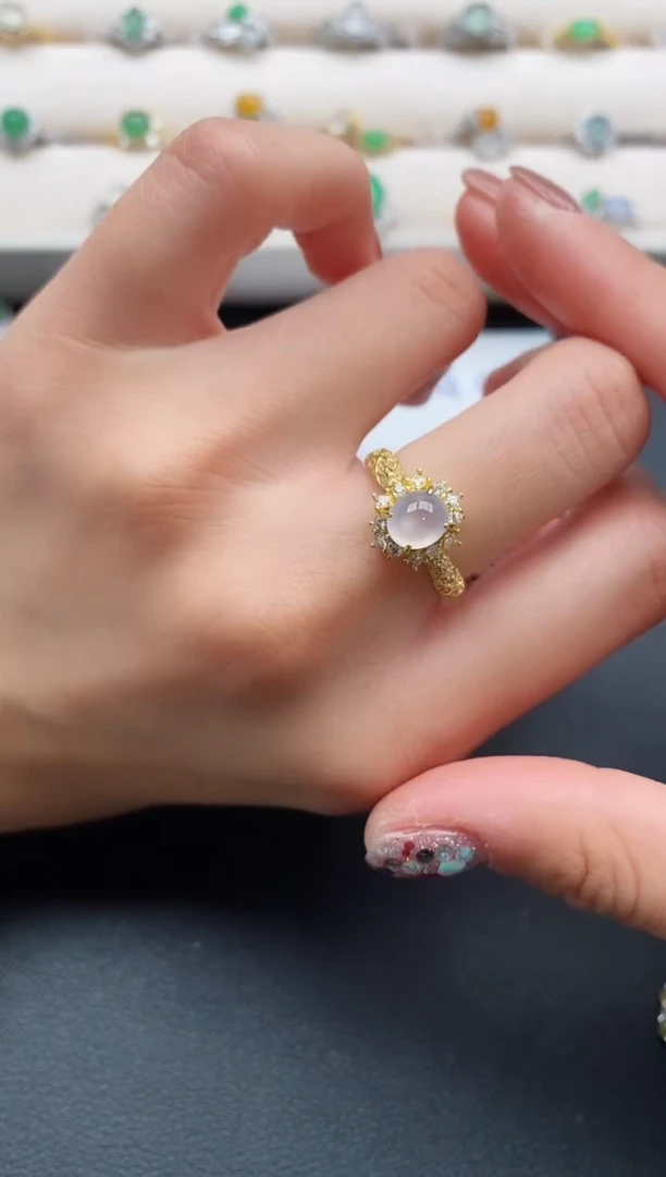 银S925镶嵌戒指翡翠22222222+5