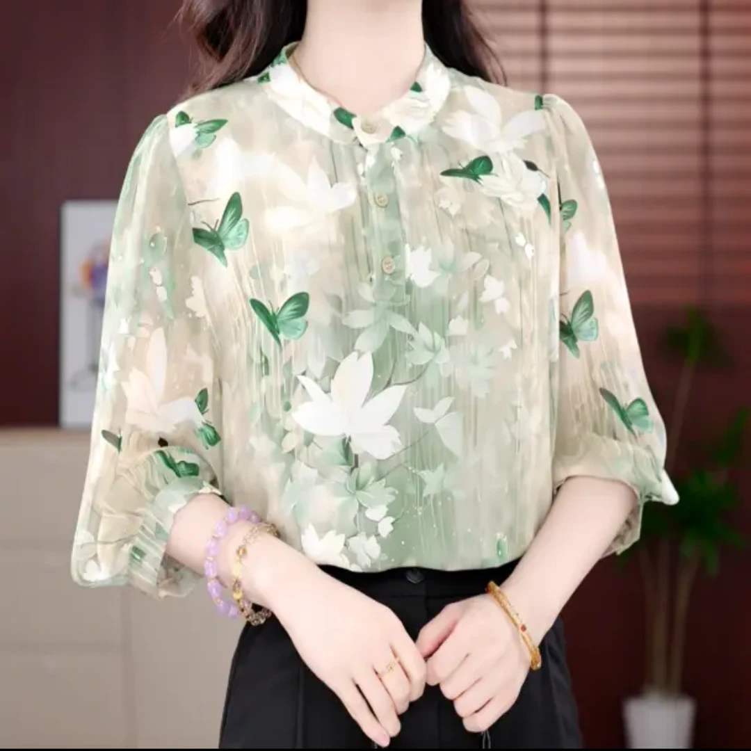 X翩翩起舞夏装洋气2025新款衬衫时尚气质小衫减龄显瘦女士上衣