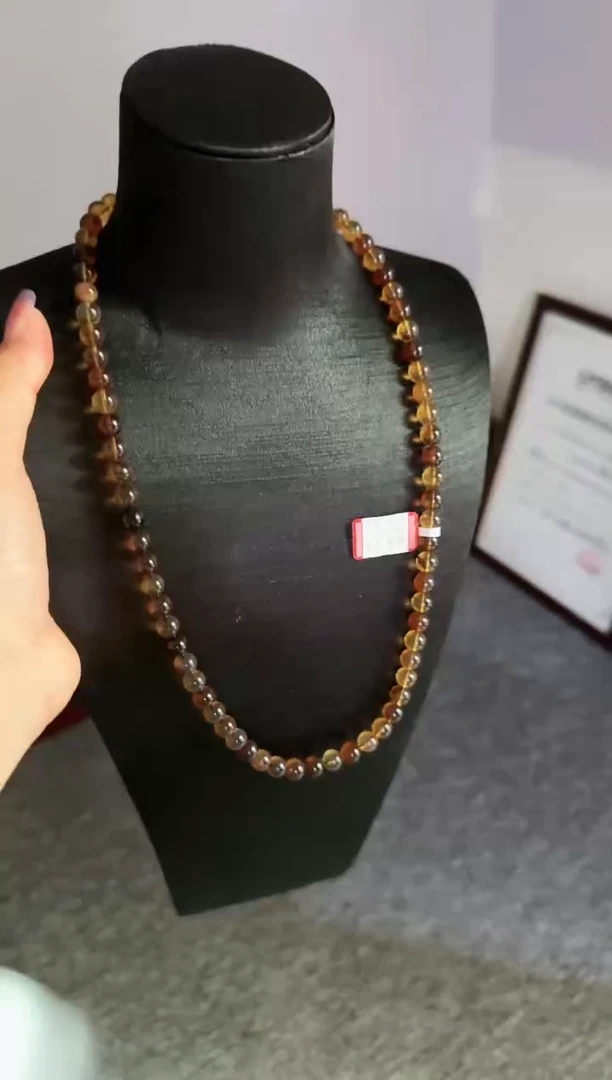 未镶嵌颈饰琥珀7mm缅甸琥珀多宝妈妈链#16