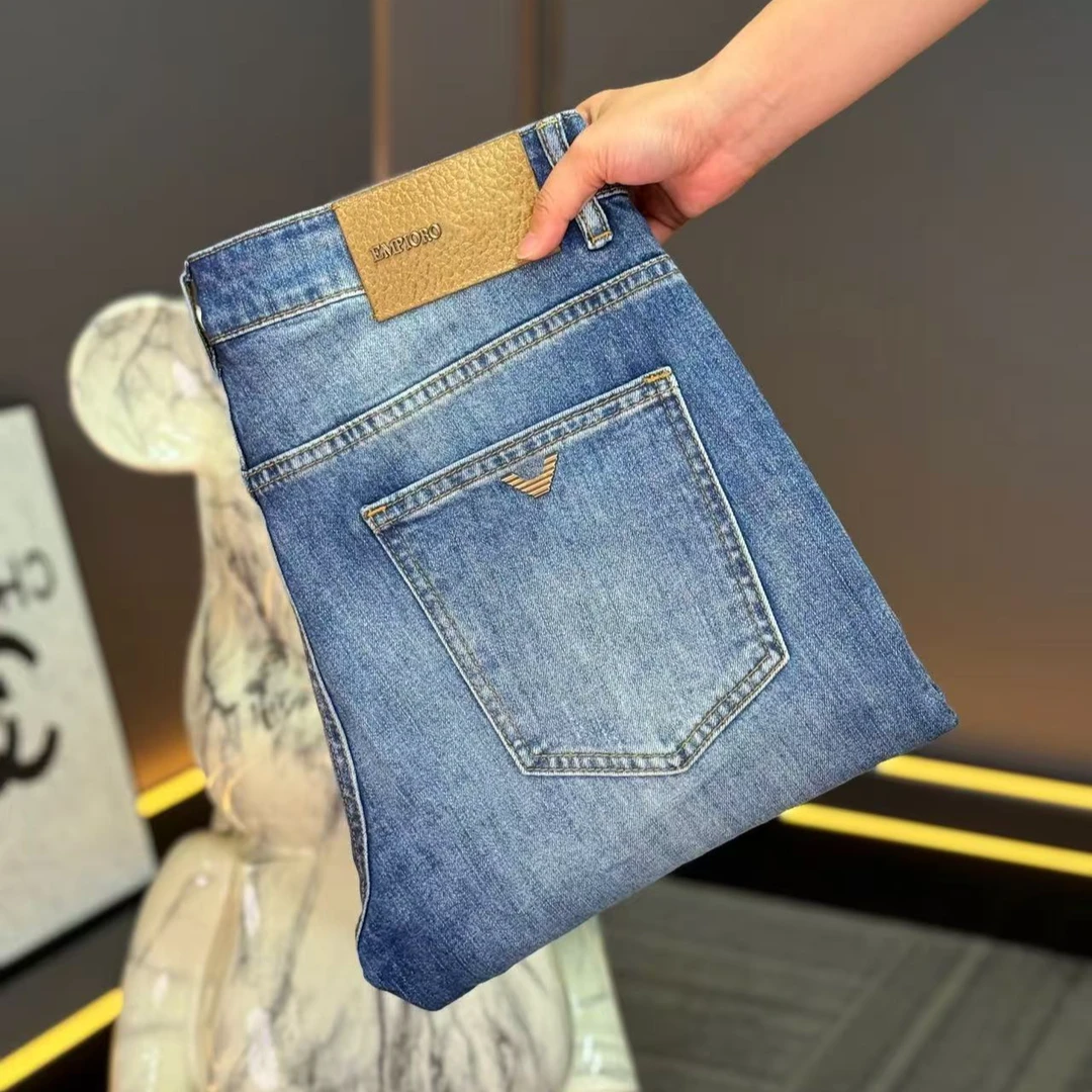 【LY专属】秋冬新款雾霾蓝男牛仔裤休闲时尚弹力百搭宽松直筒男裤子