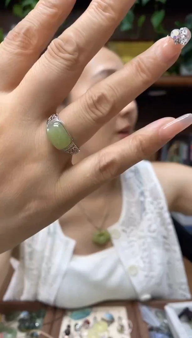 和田玉戒指银S925镶嵌多样性发货其中发一