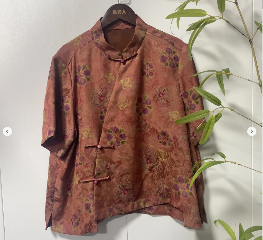 青娘子香云纱提花新中式时尚国风百搭宽松上衣--60245