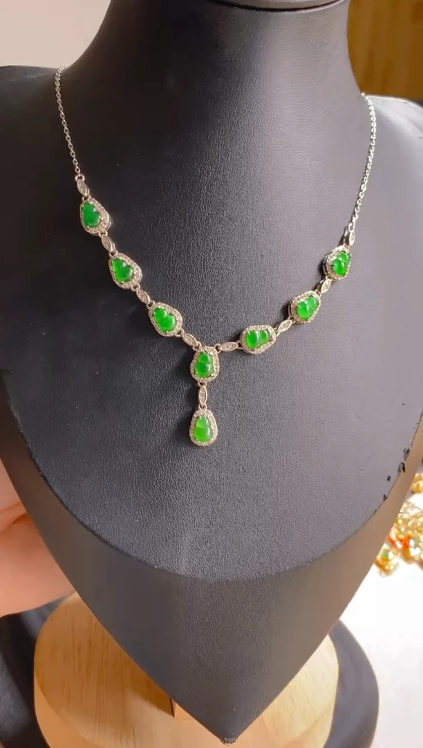 翡翠银S925镶嵌项链银色葫芦套链