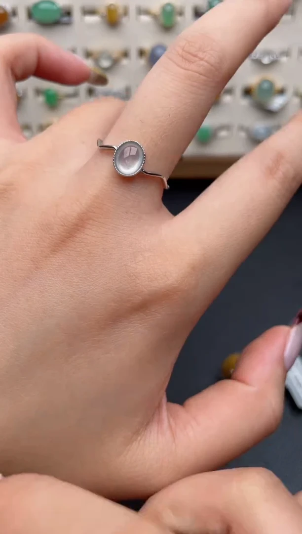 银S925镶嵌戒指翡翠一物一证一礼盒