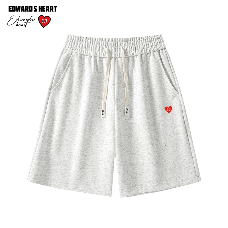 爱德华桃心棉质短裤透气舒适百搭男女款潮牌休闲宽松复古夏季港风