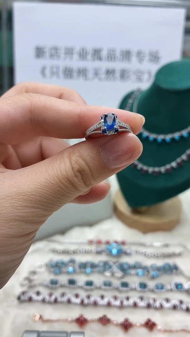 戒指蓝宝石银S925镶嵌003ZB1120产品一个（多样性）