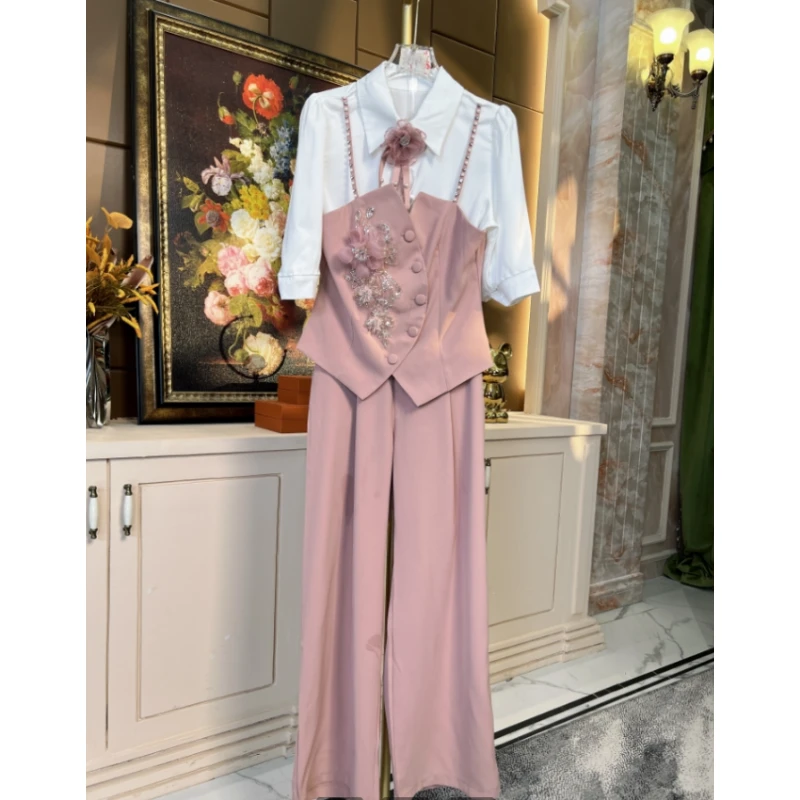 芙娜妮春夏新款小众假两件设计衬衫气质显瘦女装时尚套装F2511427