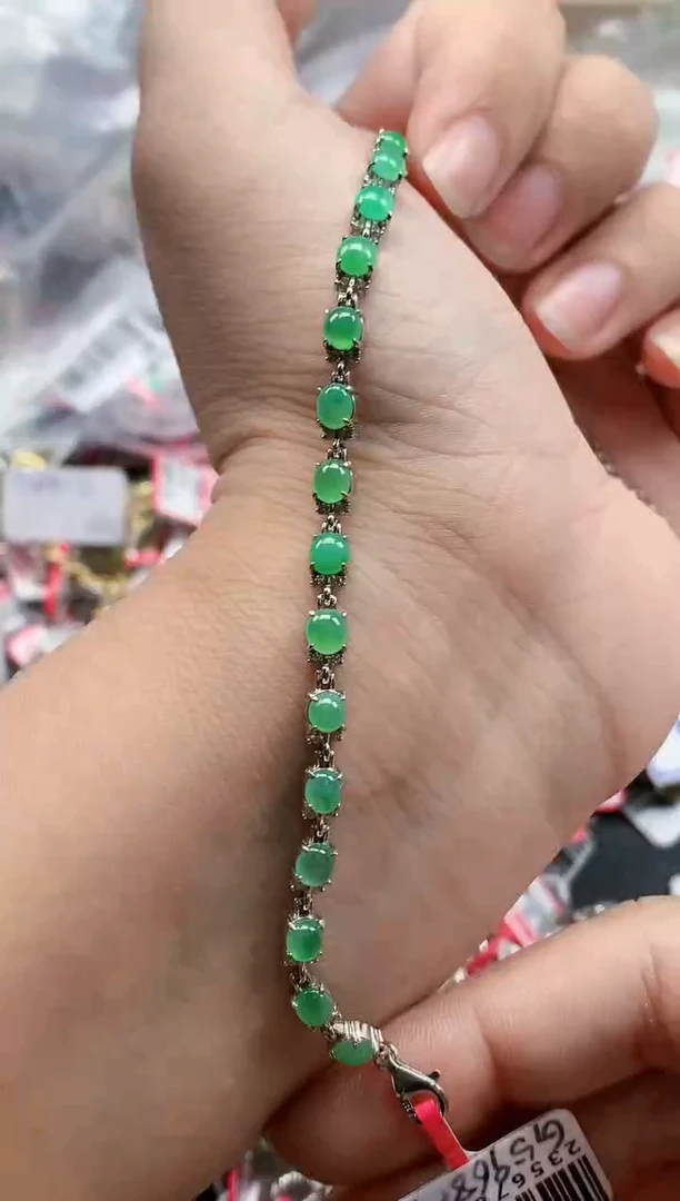 银S925镶嵌戒指翡翠天然A货缅甸翡翠