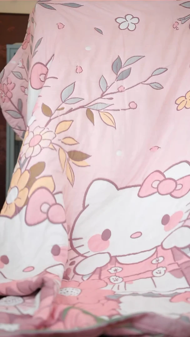 69-A类加棉纱布泡芙被-三只小猫150*200