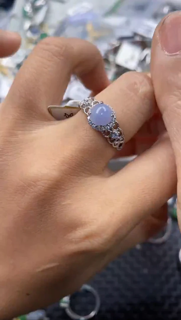 银S925镶嵌戒指翡翠555     7