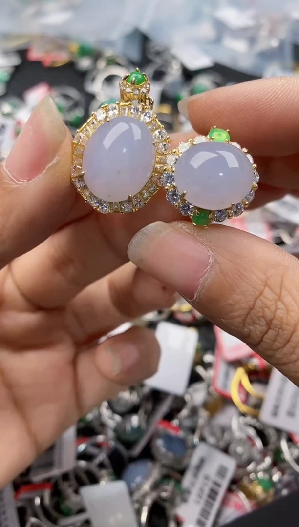 银S925镶嵌戒指翡翠333---8