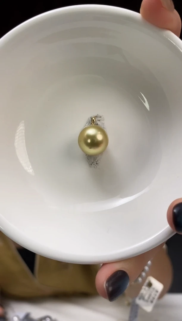 吊坠(不含链)18K金镶嵌海水珍珠12-13南洋金珍珠吊坠