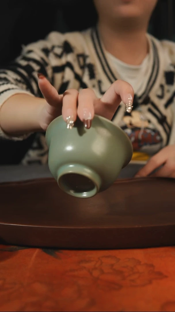 杯子阿**比大压手  汝州原产地原矿仿古老釉