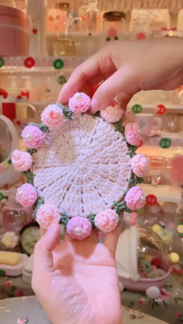 摆件品质好发货快放心拍！花朵杯垫粉色