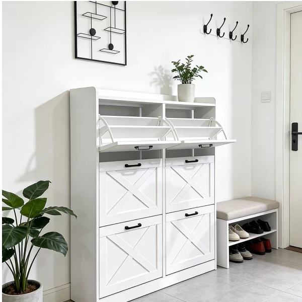 欧式落地复古家用鞋柜鞋架（120*24*120）不包安装