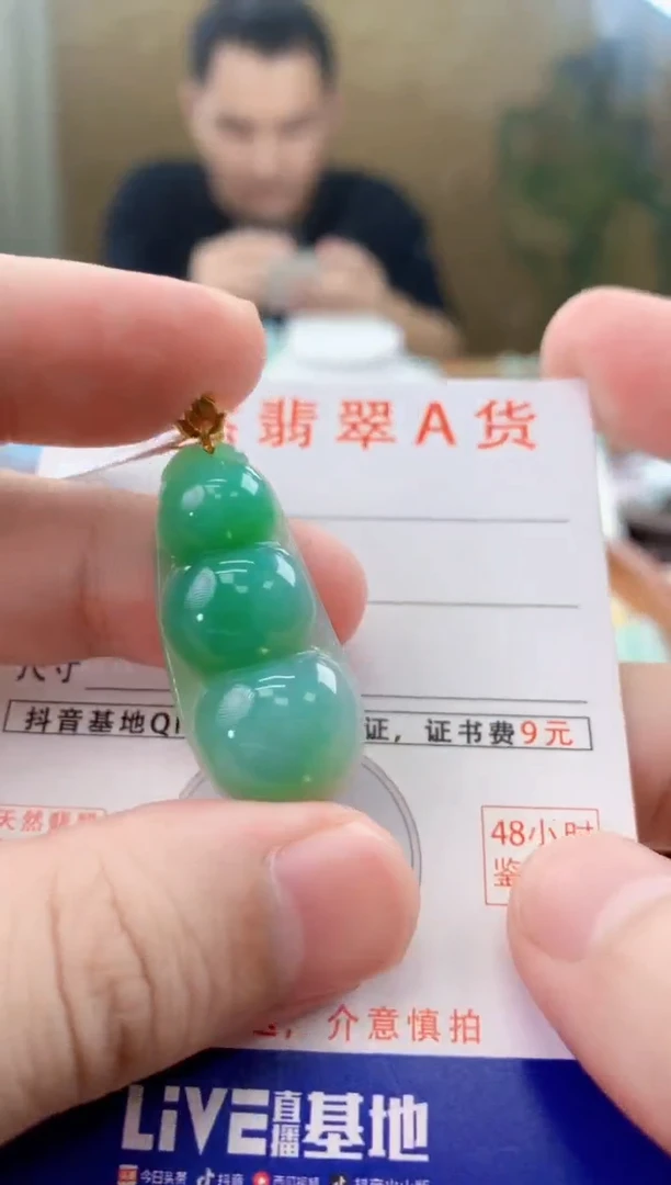 颈饰18K金镶嵌翡翠天然A货翡翠挂件