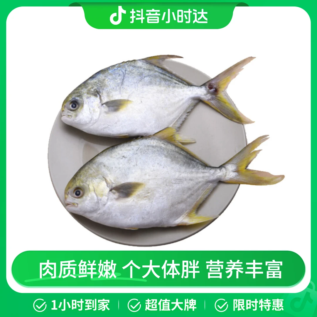 金鲳鱼2条装(去肚去鳃)320g以上(杀前400g以上)