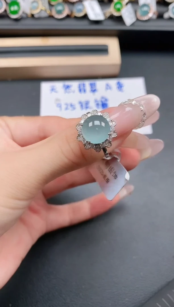 银S925镶嵌戒指翡翠11